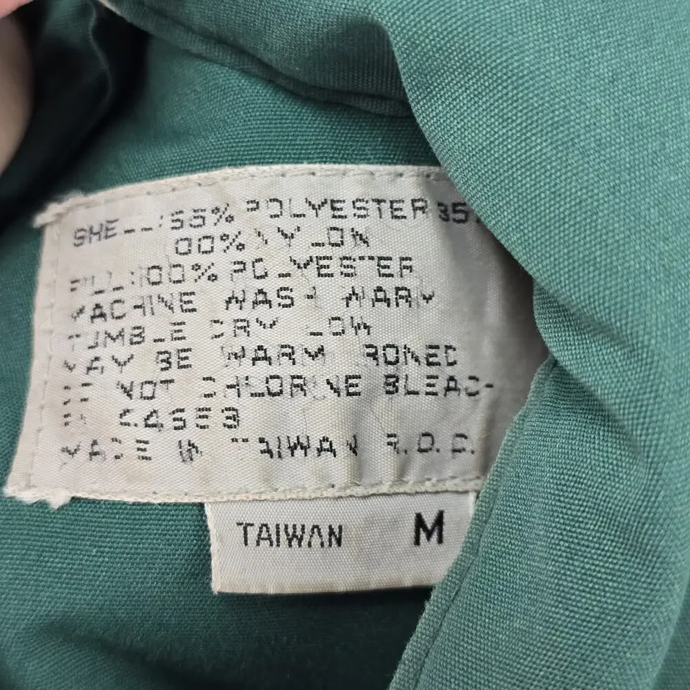 Vintage Lacoste Puffer Vest Mens Medium Green 90s Revirsible Full Zip Snap
